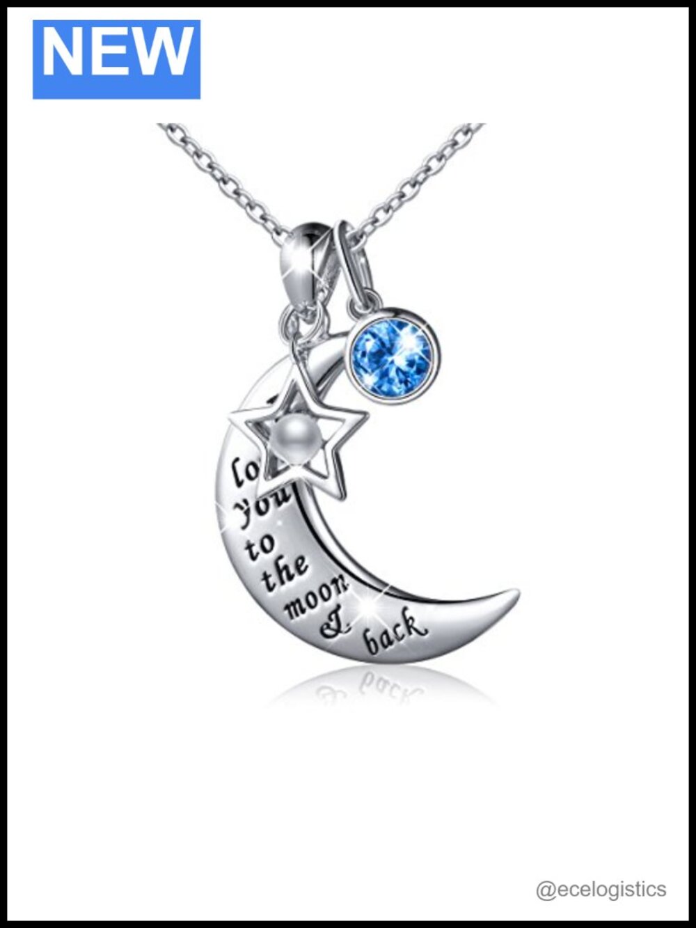 S925 Sterling Silver Cat Panda Bear Moon Pendant Necklace I Love You To The